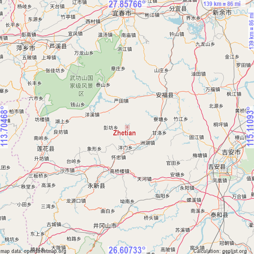 Zhetian on map