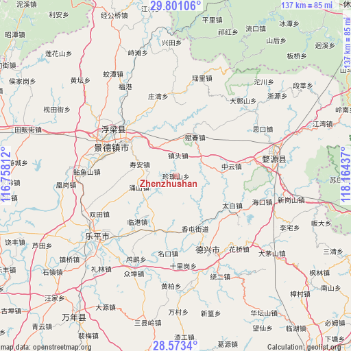 Zhenzhushan on map