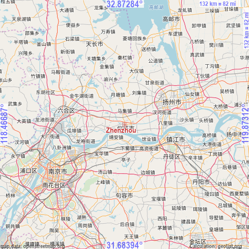 Zhenzhou on map