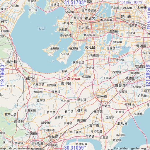 Zhenze on map