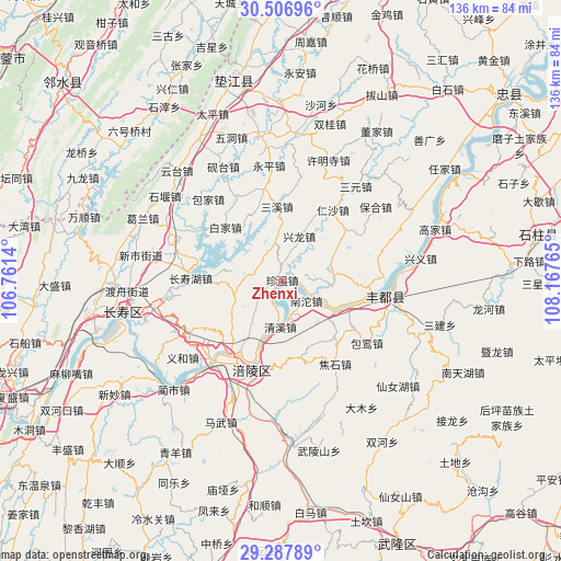 Zhenxi on map