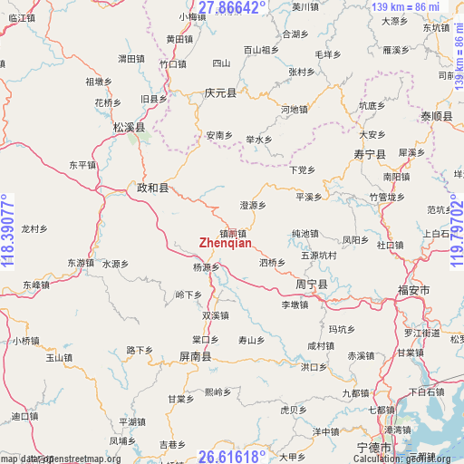 Zhenqian on map