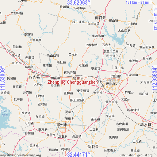 Zhenping Chengguanzhen on map