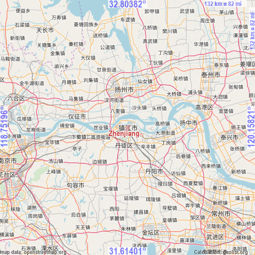 Zhenjiang on map