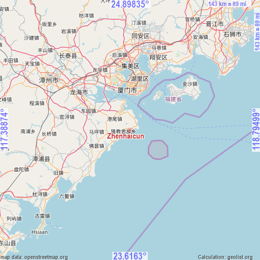 Zhenhaicun on map