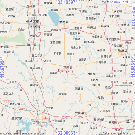 Zhenyang on map