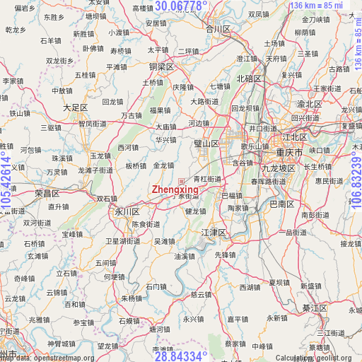 Zhengxing on map