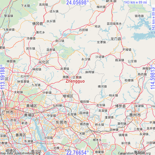 Zhengguo on map