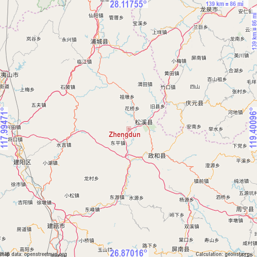Zhengdun on map