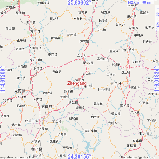 Zhengang on map