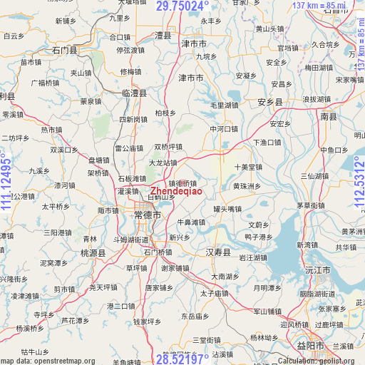 Zhendeqiao on map