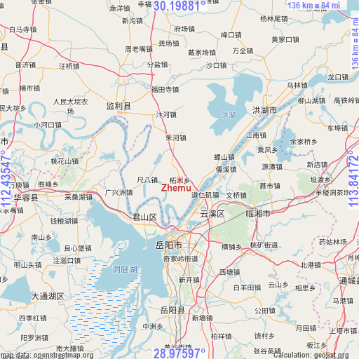 Zhemu on map