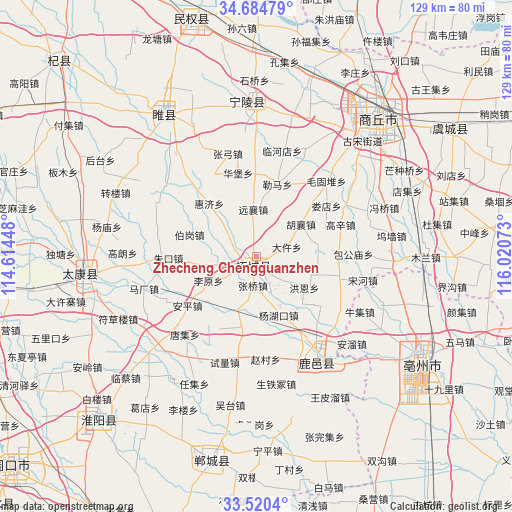 Zhecheng Chengguanzhen on map