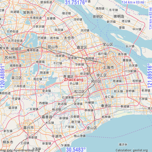 Zhaoxiang on map