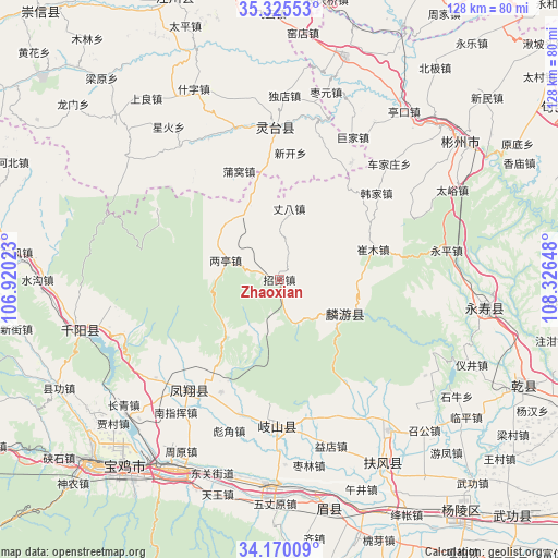 Zhaoxian on map