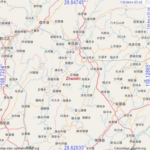 Zhaoshi on map