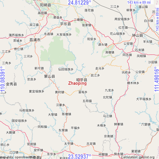 Zhaoping on map