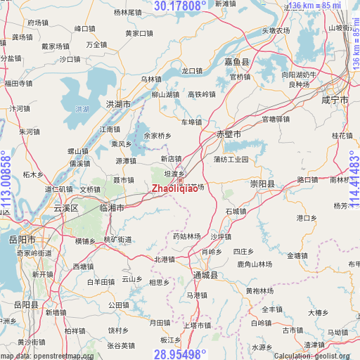 Zhaoliqiao on map