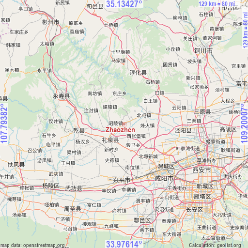 Zhaozhen on map