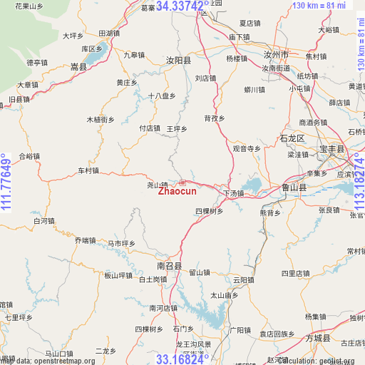 Zhaocun on map