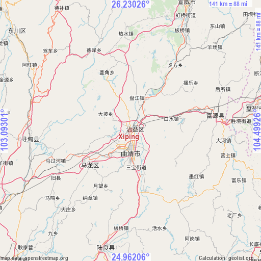 Xiping on map