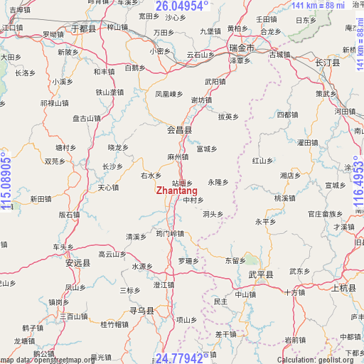 Zhantang on map