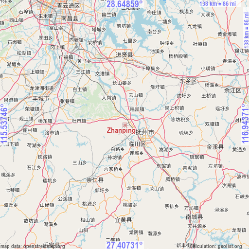 Zhanping on map