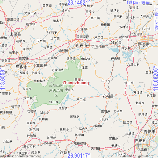 Zhangzhuang on map