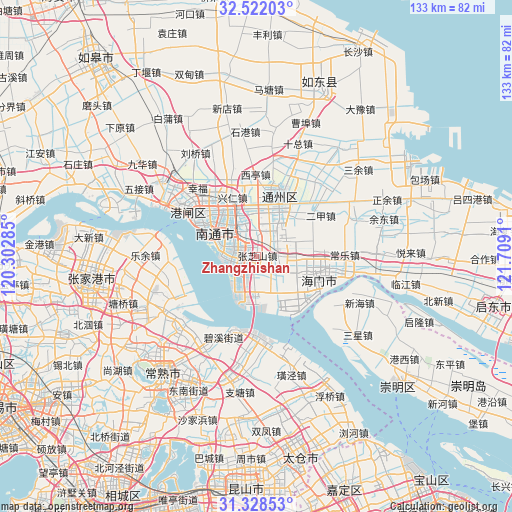 Zhangzhishan on map