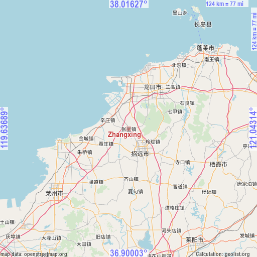 Zhangxing on map