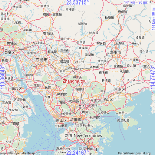 Zhangmutou on map