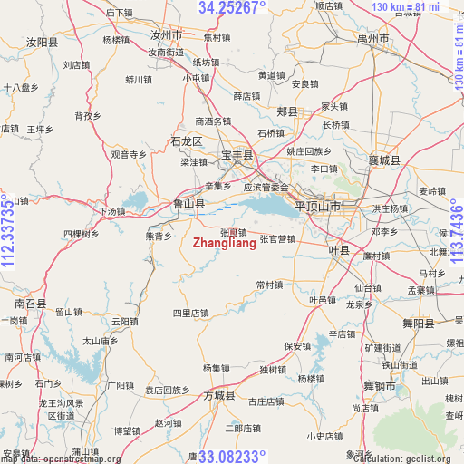 Zhangliang on map