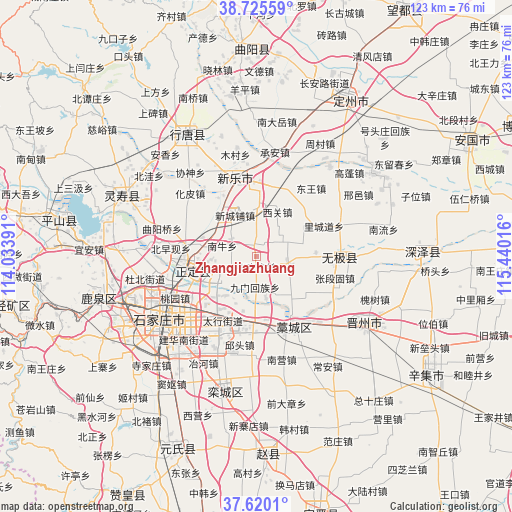 Zhangjiazhuang on map