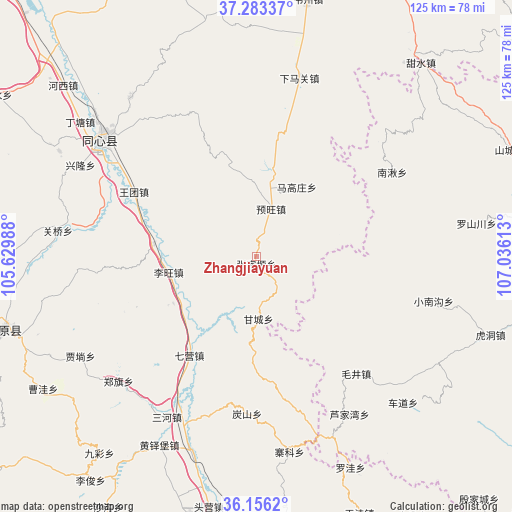 Zhangjiayuan on map