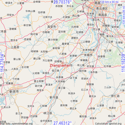 Zhangjiashan on map