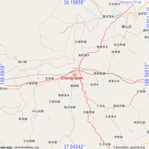 Zhangjiapan on map