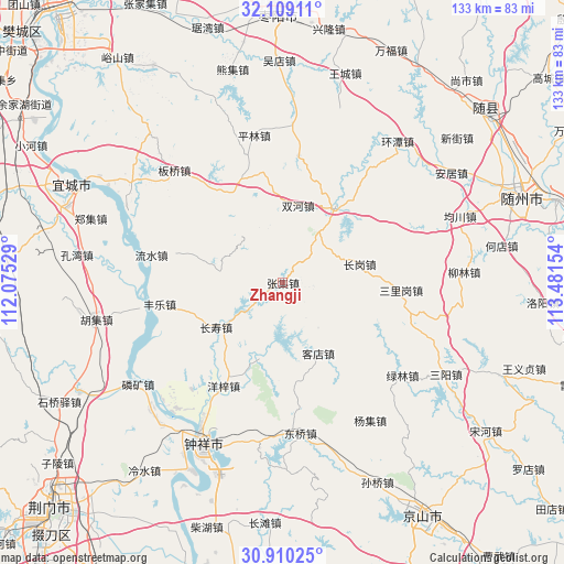 Zhangji on map