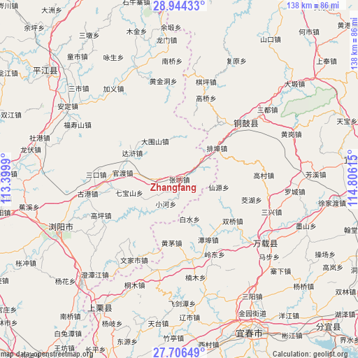 Zhangfang on map