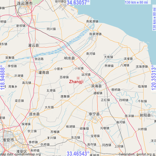 Zhangji on map