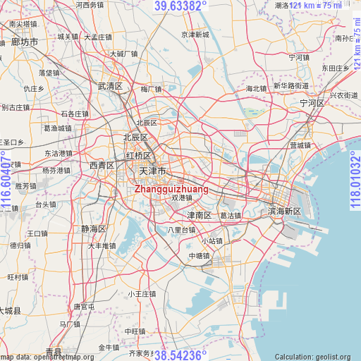 Zhangguizhuang on map