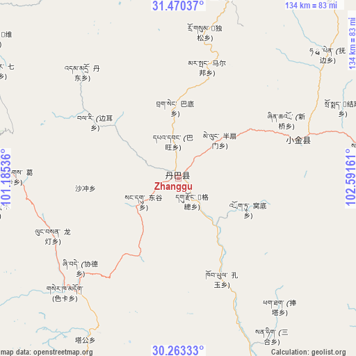 Zhanggu on map