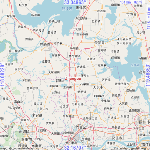 Zhangpu on map