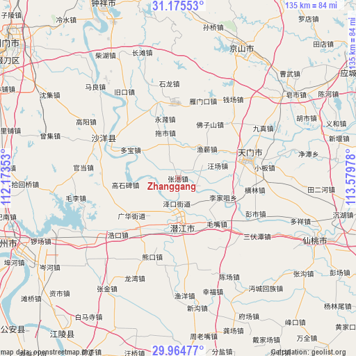 Zhanggang on map