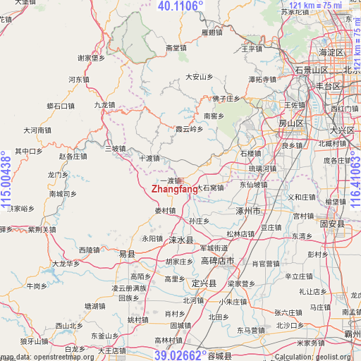 Zhangfang on map