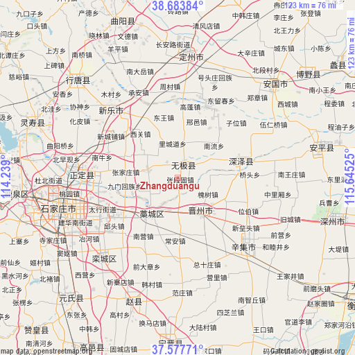 Zhangduangu on map