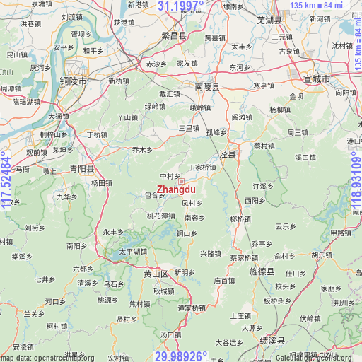 Zhangdu on map