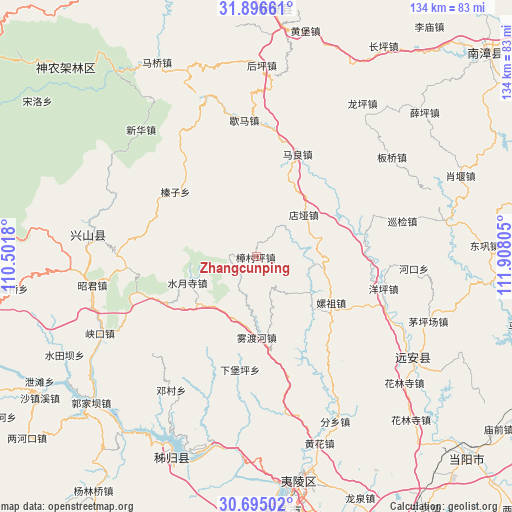 Zhangcunping on map