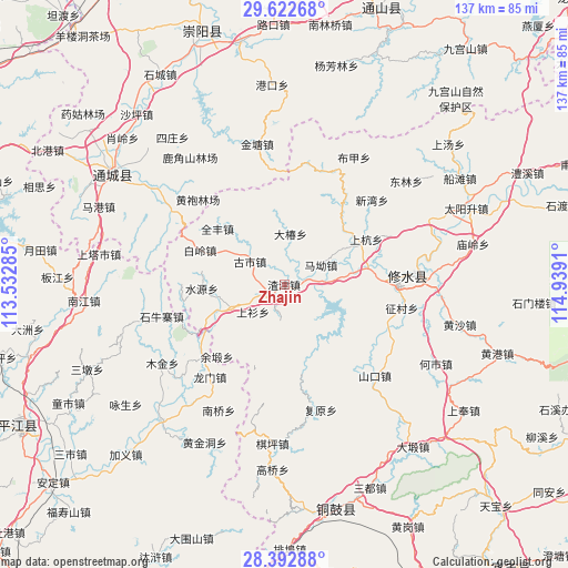 Zhajin on map