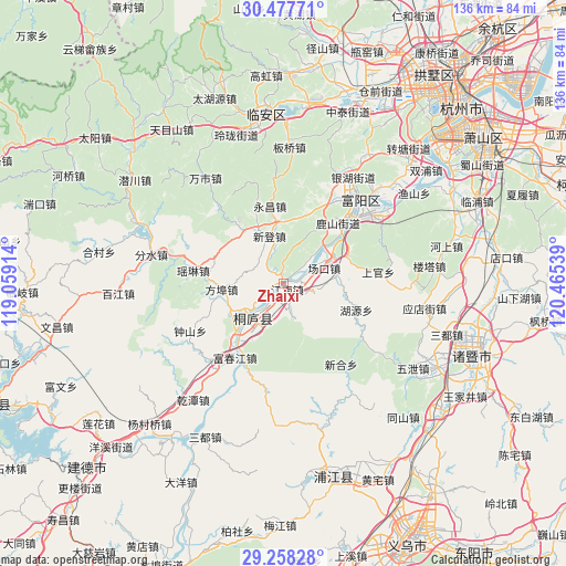 Zhaixi on map