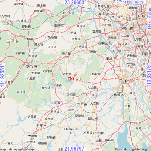 Zhaiwu on map